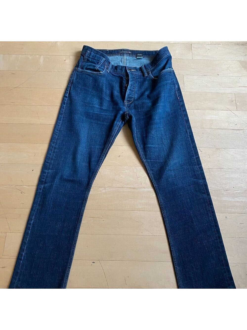 John Varvatos mens "Bowery" jeans sz 33 RG dark denim blue wash straight leg